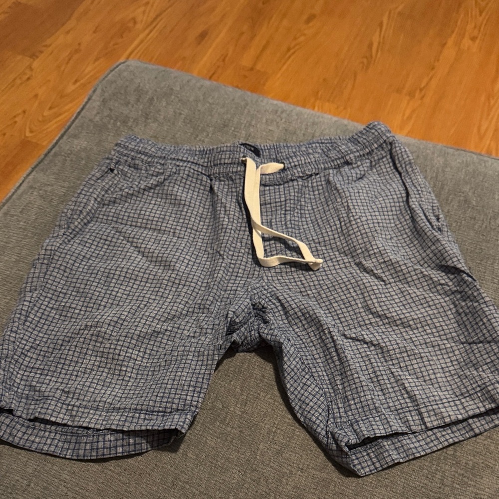 J. Crew Light Blue Gingham Drawstring Hybrid Shorts